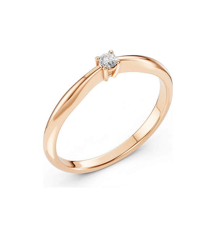 Cara пръстен с диамант 0.06 ct – ЗЛАТНО БИЖУ 14К K101-10021R(2.5)/14K