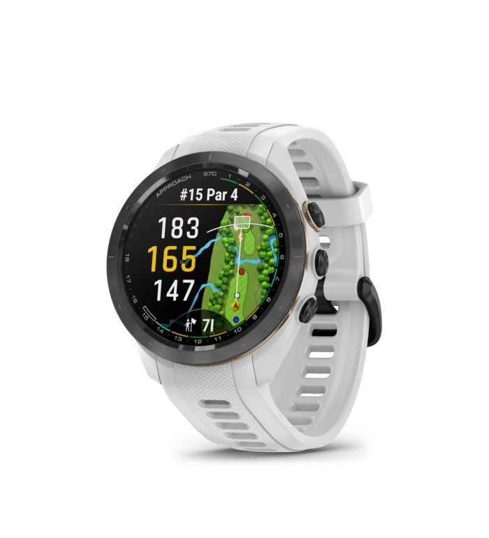 Garmin Approach® S70 - черен керамичен безел с бяла силиконова каишка